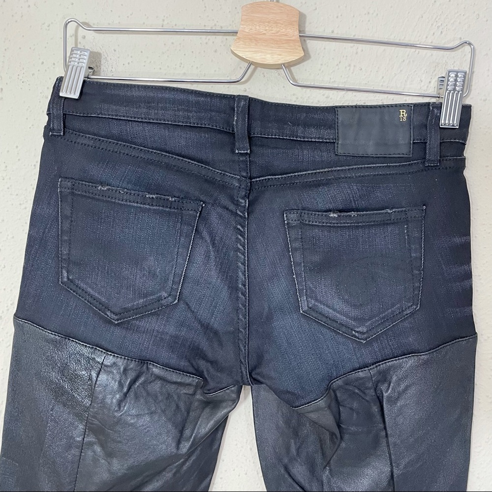 R13 Leather Chaps Jeans Size 26 Black - Picture 8 of 10